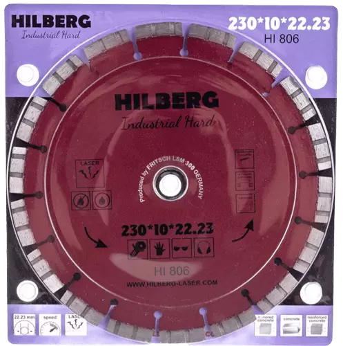Алмазный диск по железобетону 230*22.23*10*3.2мм Industrial Hard Laser Hilberg HI806 - интернет-магазин «Стронг Инструмент» город Воронеж