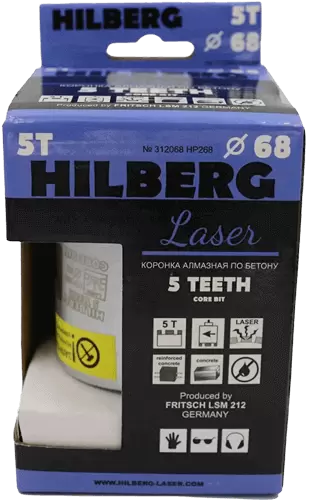 Коронка алмазная по армированному бетону SDS-Plus 68 мм Hilberg Laser 5 Teeth HP268 - интернет-магазин «Стронг Инструмент» город Воронеж