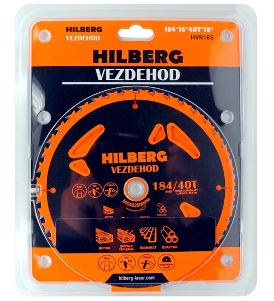 Универсальный пильный диск 184*16*40Т (reverse) Vezdehod Hilberg HVR185 - интернет-магазин «Стронг Инструмент» город Воронеж